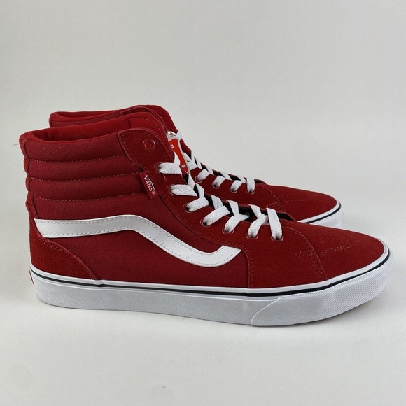 Vans Filmore Hi Suede & Canvas Sneakers Red Mens Size 11 Brand New - Picture 1 of 16